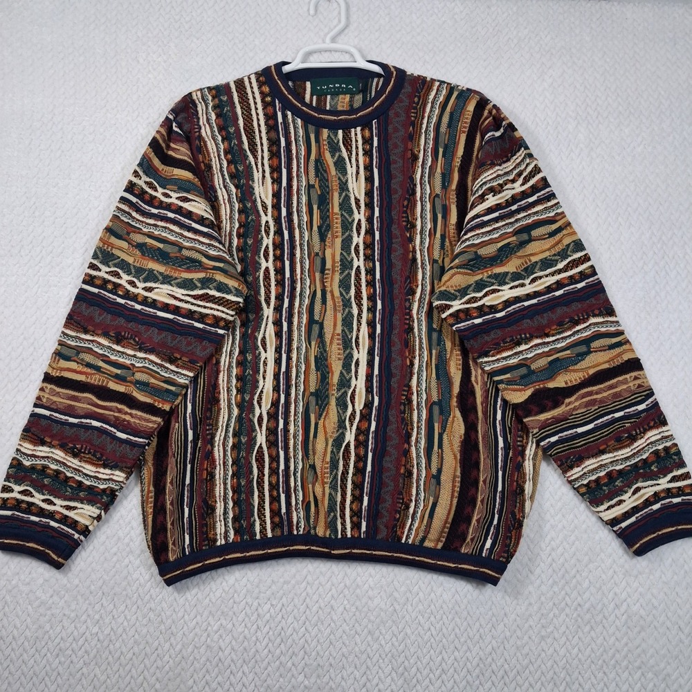 Tundra Canada 3D Textured Knit Sweater Mens Large Tall Multi-Color